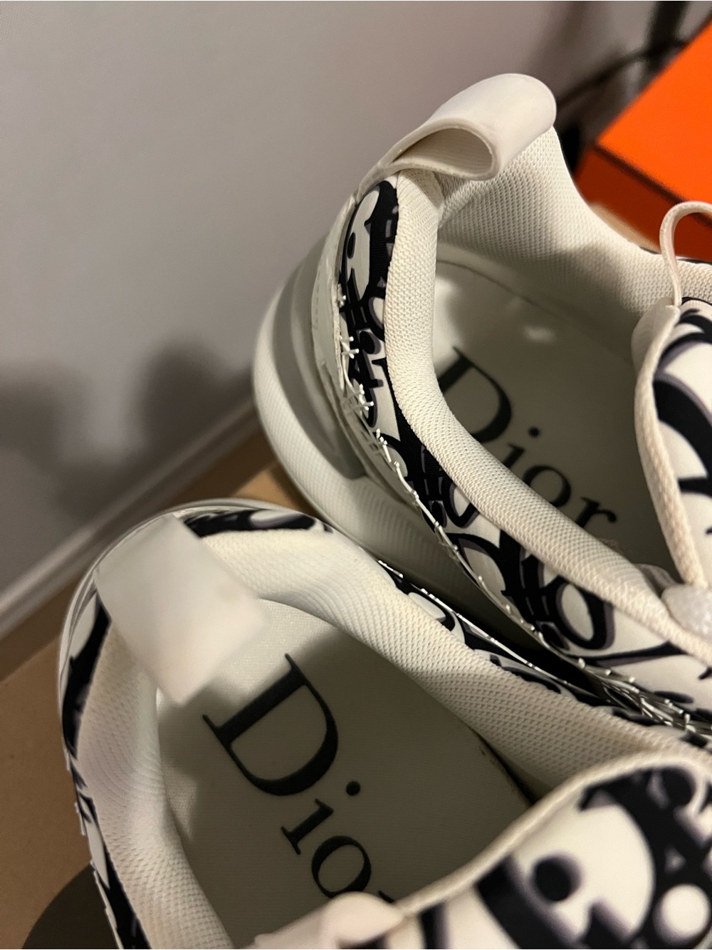 Dior White and Black Oblique Mesh Sneakers - Picture 7 of 7